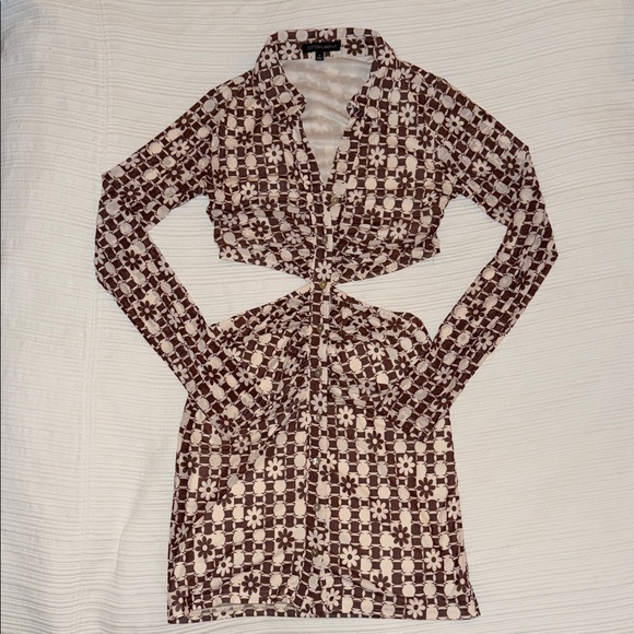 Cotton Candy Brown and Cream Floral Dress - Picture 1 of 5